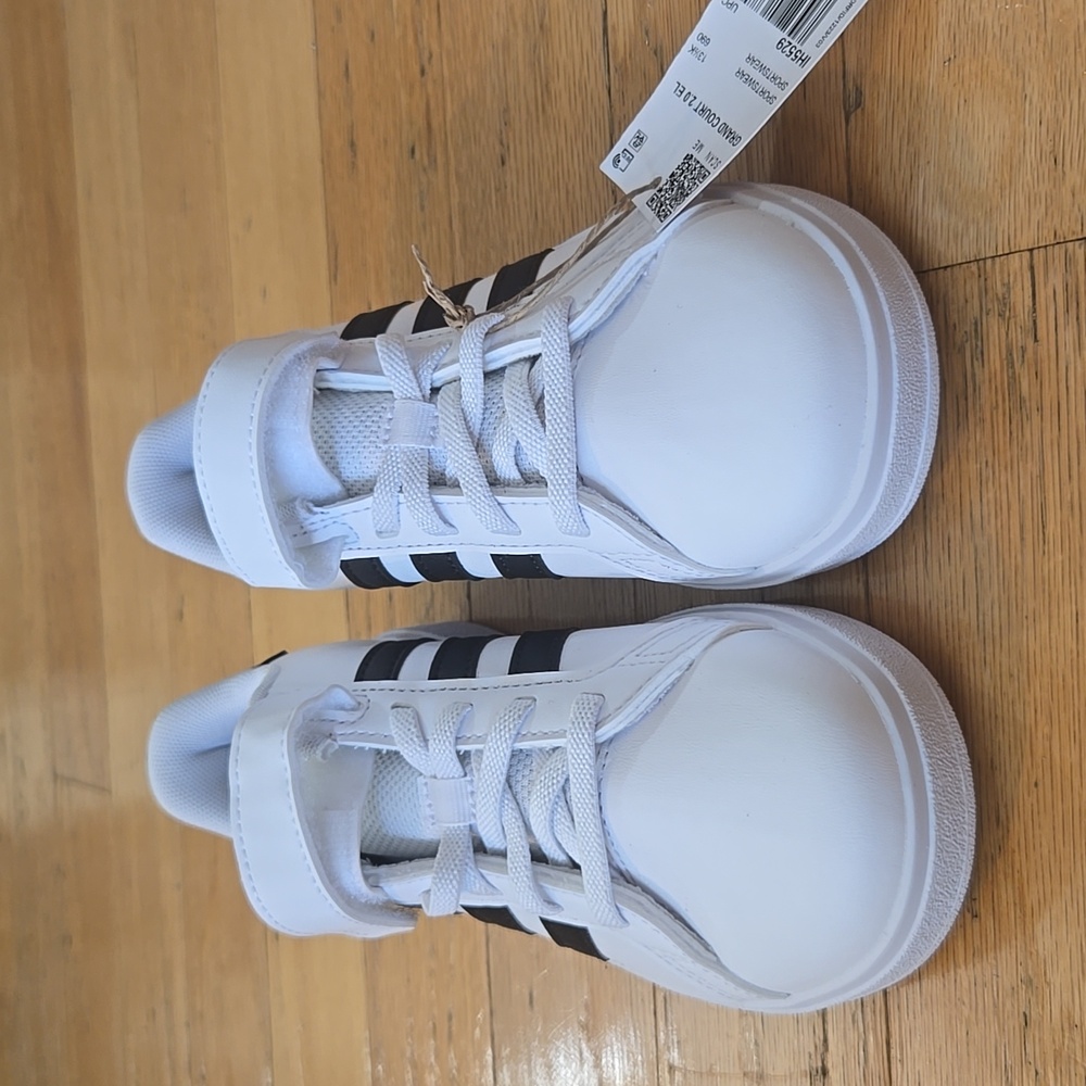 Adidas Gtand Court 2.0 EL Kids Sneakers Size 1 White / Black IH5529 - Picture 5 of 7